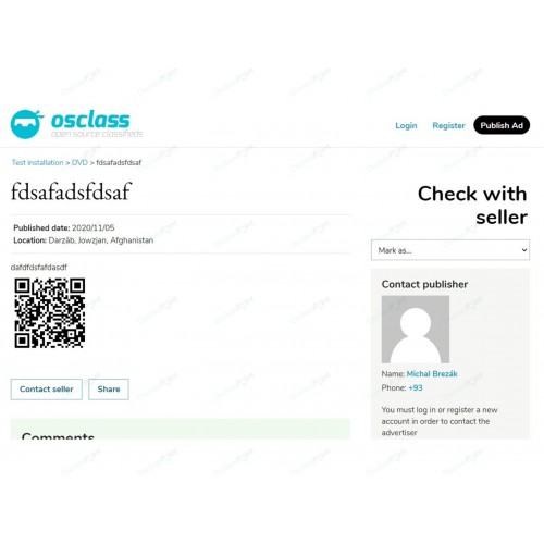 QR Code Osclass Plugin