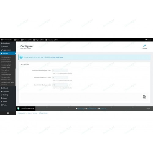 Item Limits Osclass Plugin