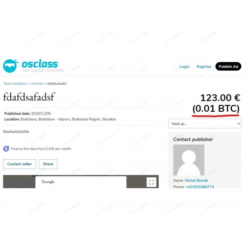 Bitcoin Price Osclass Plugin